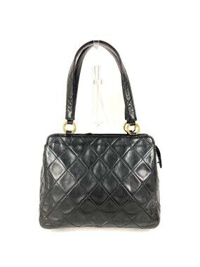 Chanel Handbag Logo Quilted Leather Black